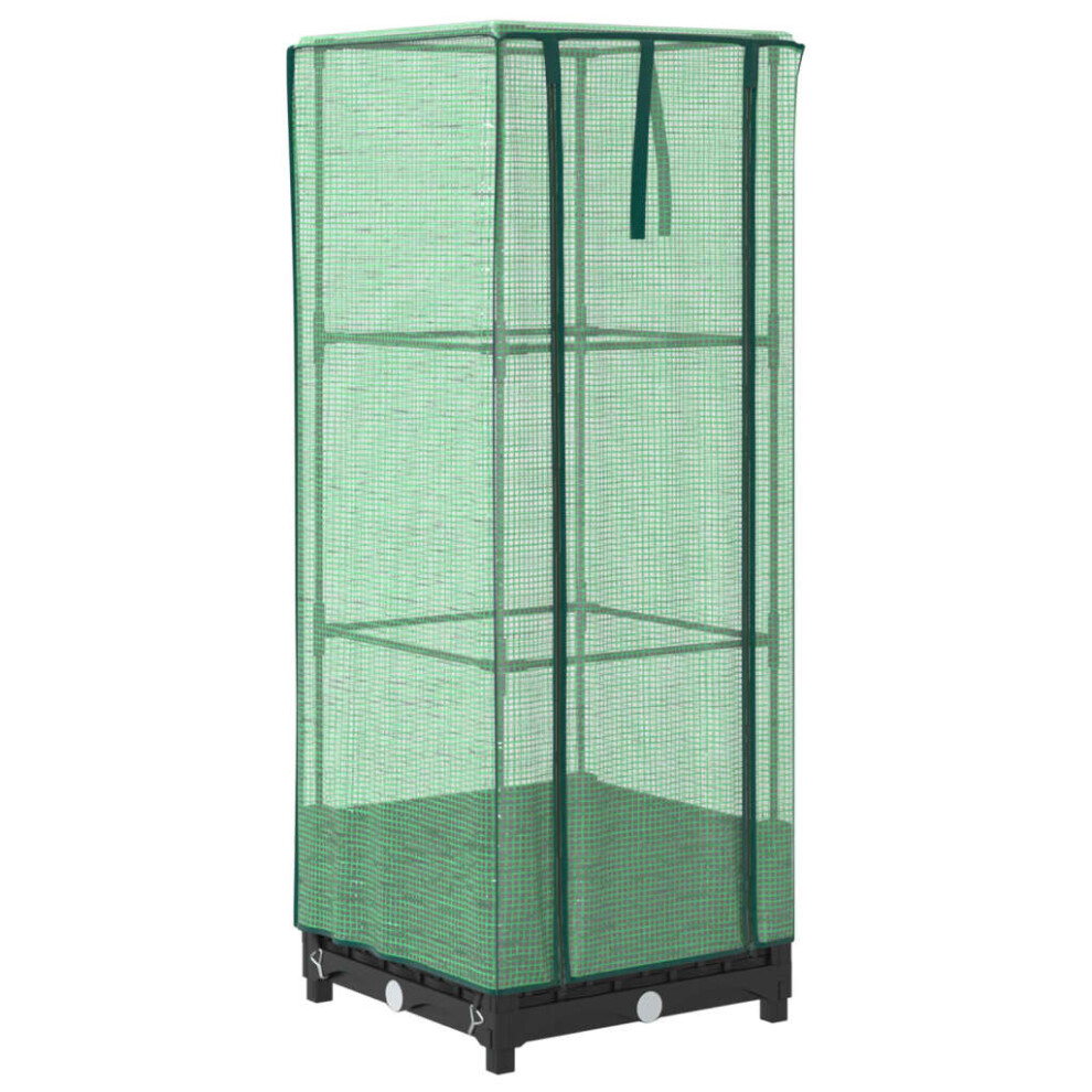 Vidaxl (Black, 40 X 40 X 123 Cm) Raised Bed With Greenhouse Cover Plant Box Garden Planter Rattan Look