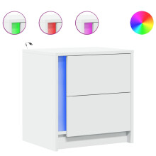 (white, 1 pcs) vidaXL Bedside Cabinet with LED Lights Nightstand Bed Table Engineered Wood