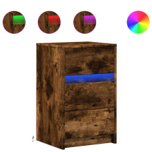 (smoked oak) vidaXL Bedside Cabinet with LED Lights Bed Side Table Engineered Wood