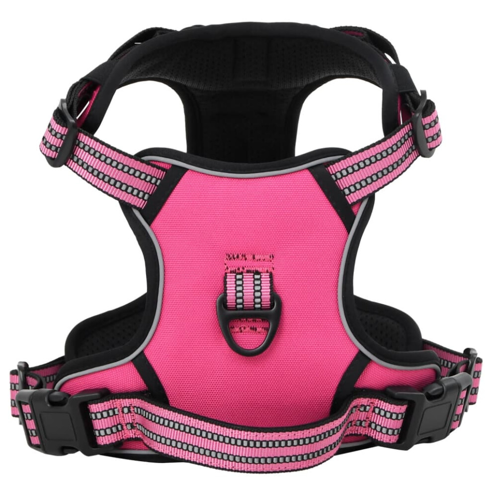 (pink, m) vidaXL Dog Harness with Lead and Collar Adjustable Dog Vest Harness Pink XL