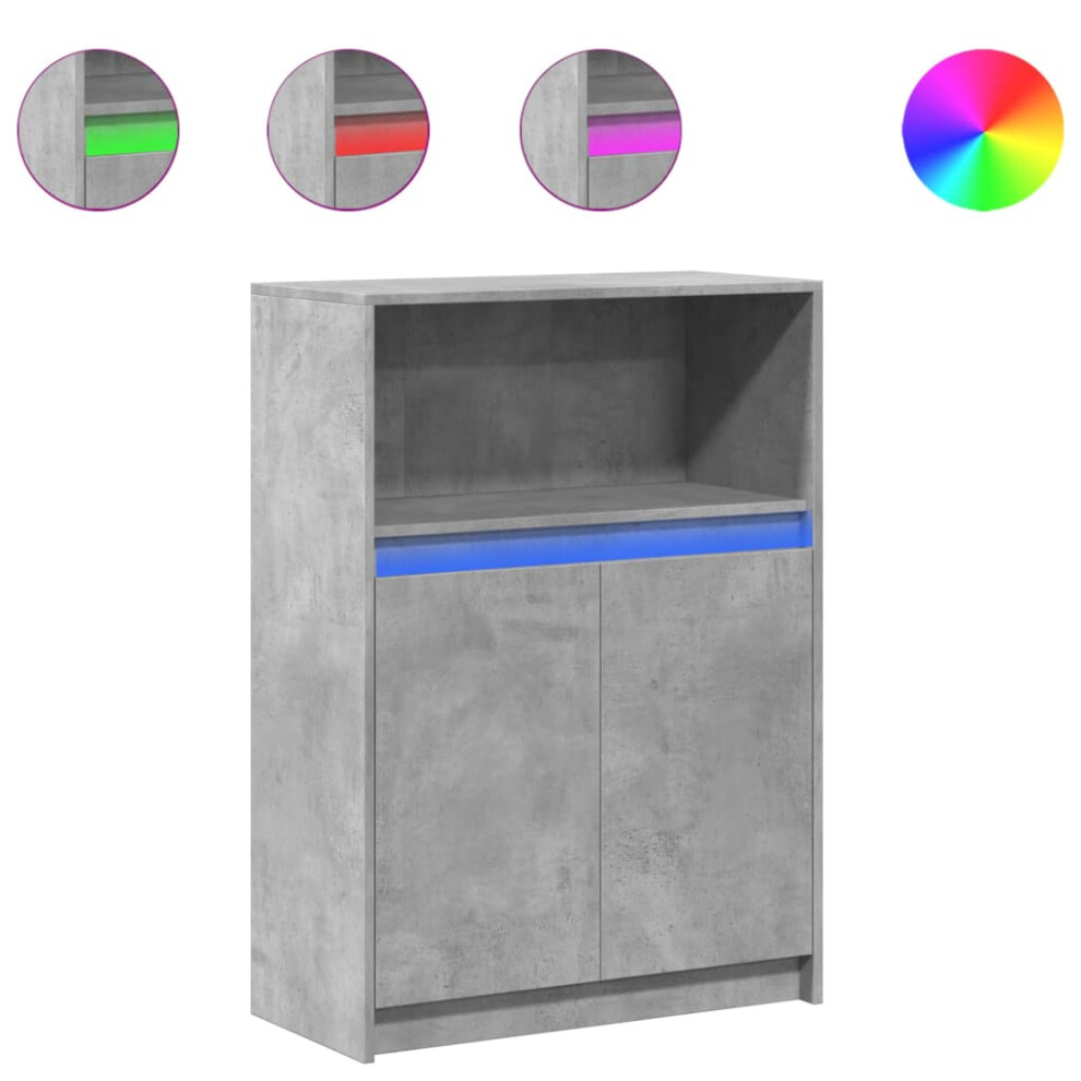 Vidaxl (Concrete Grey, 72 X 34 X 100 Cm) Sideboard With Led Cupboard Side Cabinet Highboard Engineered Wood