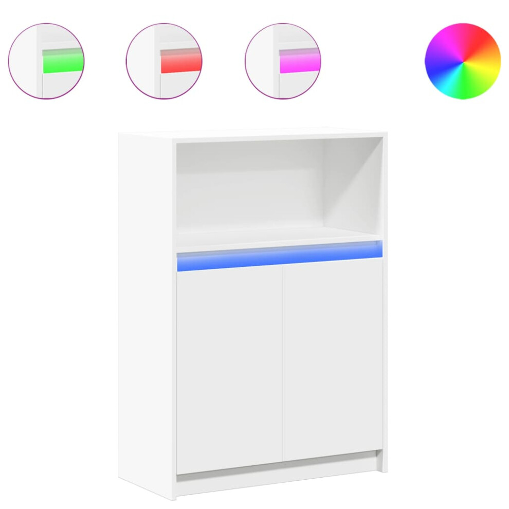 Vidaxl (White, 72 X 34 X 100 Cm) Sideboard With Led Cupboard Side Cabinet Highboard Engineered Wood