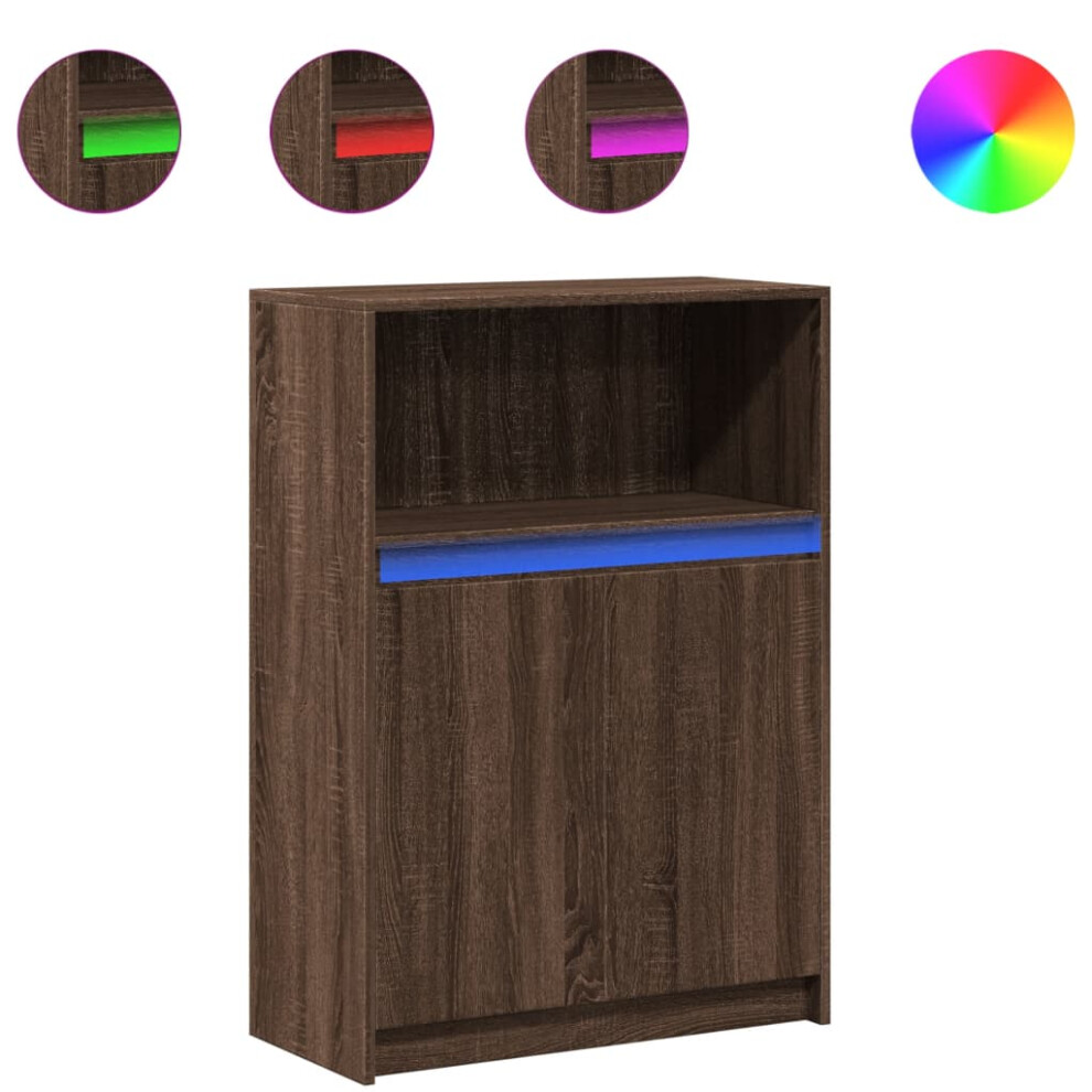 Vidaxl (Brown Oak, 72 X 34 X 100 Cm) Sideboard With Led Cupboard Side Cabinet Highboard Engineered Wood