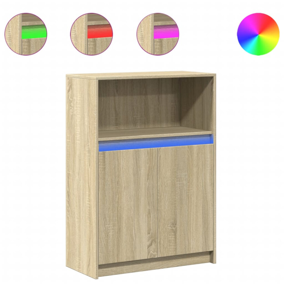 (sonoma oak, 72 x 34 x 100 cm) vidaXL Sideboard with LED Cupboard Side Cabinet Highboard Engineered Wood