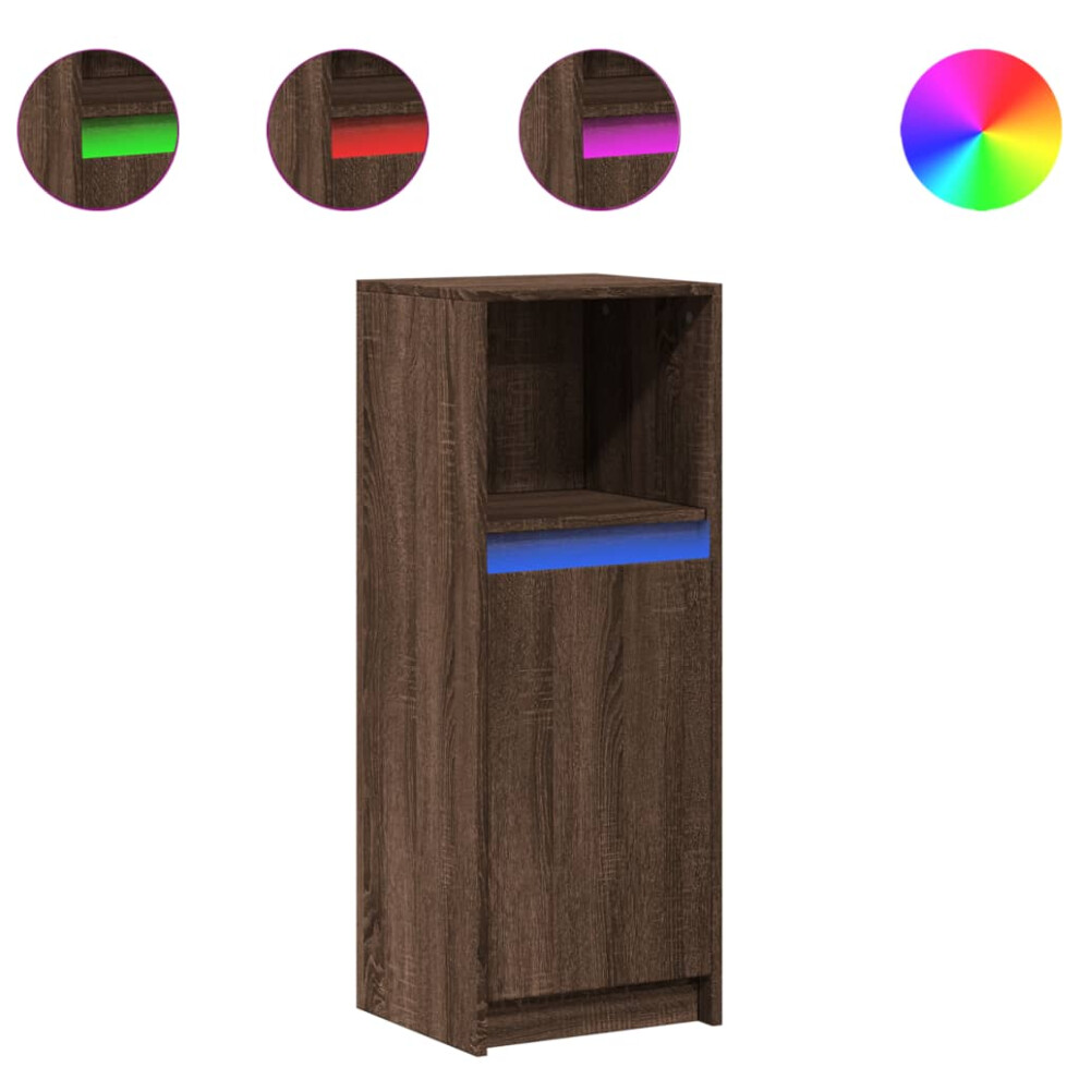 Vidaxl (Brown Oak, 38 X 34 X 100 Cm) Sideboard With Led Cupboard Side Cabinet Highboard Engineered Wood