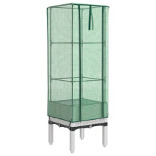 vidaXL Hochbeet mit Gewächshaus-Aufsatz Rattan-Optik 40x40x140 cm