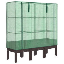 vidaXL Hochbeet mit Gewächshaus-Aufsatz Rattan-Optik 120x40x140 cm
