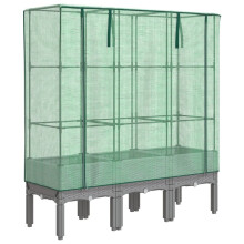 vidaXL Hochbeet mit Gewächshaus-Aufsatz Rattan-Optik 120x40x140 cm