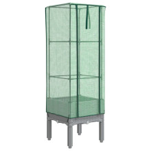 vidaXL Hochbeet mit Gewächshaus-Aufsatz Rattan-Optik 40x40x140 cm