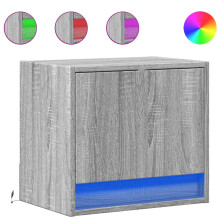 (grey sonoma, 2 pcs) vidaXL Wall-mounted Bedside Cabinets with LED Lights Bed Table Side Table