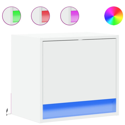 VidaXL (white, 2 pcs) vidaXL Wall-mounted Bedside Cabinets with LED Lights Bed Table Side Table