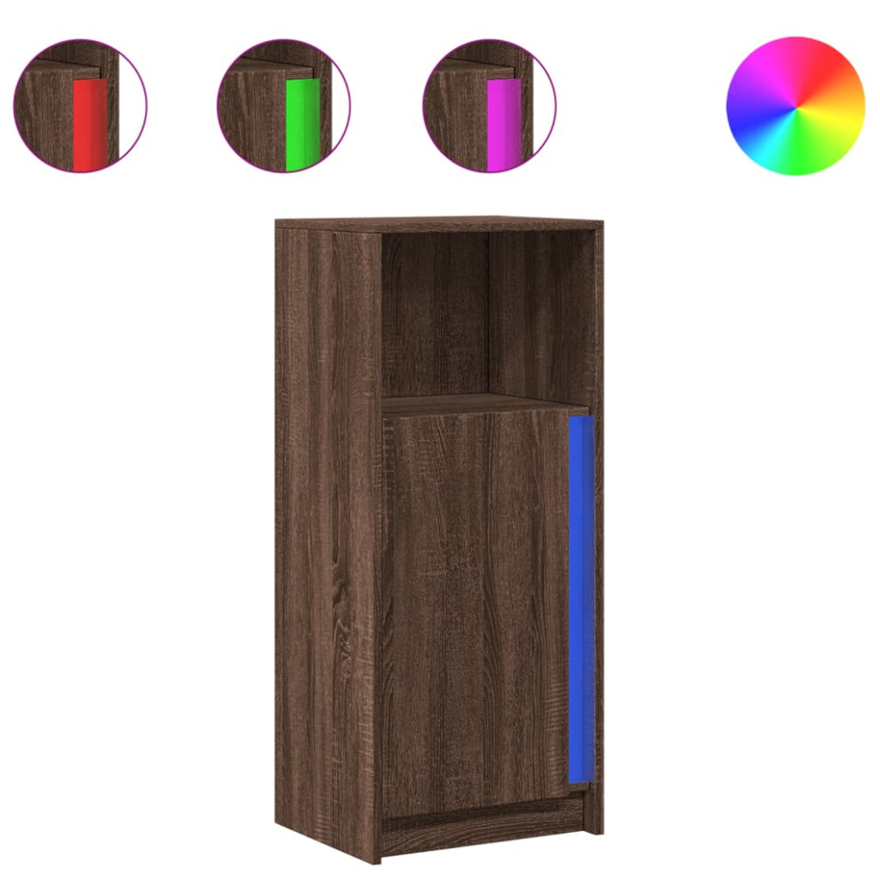 Vidaxl (Brown Oak, 42.5 X 34 X 100 Cm) Sideboard With Led Side Cabinet Highboard Engineered Wood