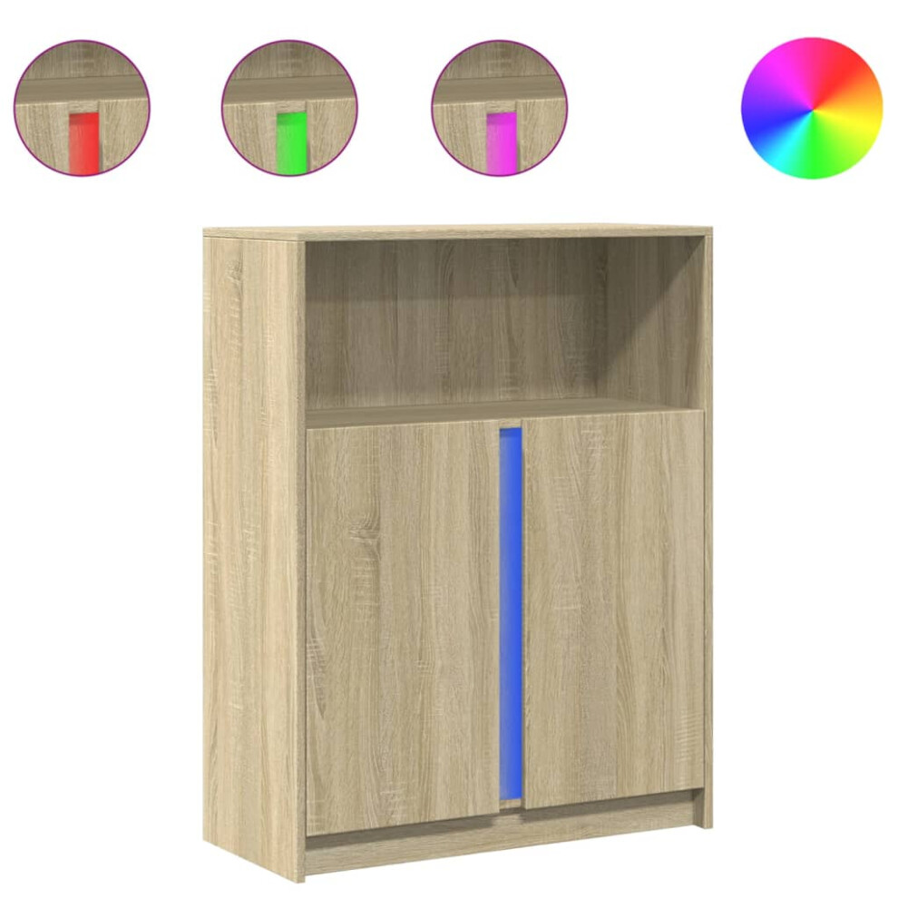 Vidaxl (Sonoma Oak, 77 X 34 X 100 Cm) Sideboard With Led Side Cabinet Highboard Engineered Wood