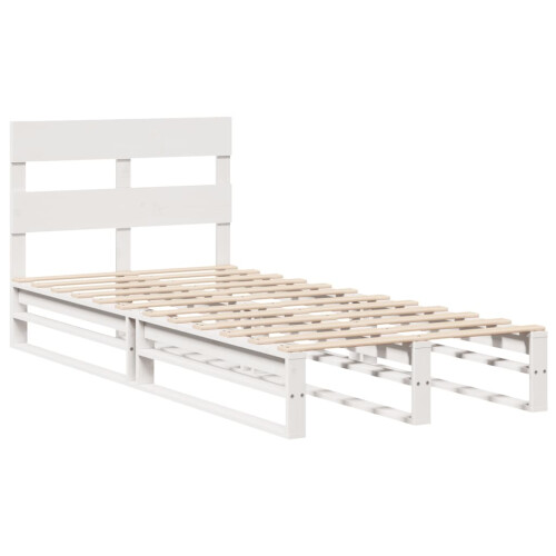 VidaXL (white, 90 x 190 cm) vidaXL Bed Frame with Headboard Mattress Foundation Bed Base Solid Wood Pine 2