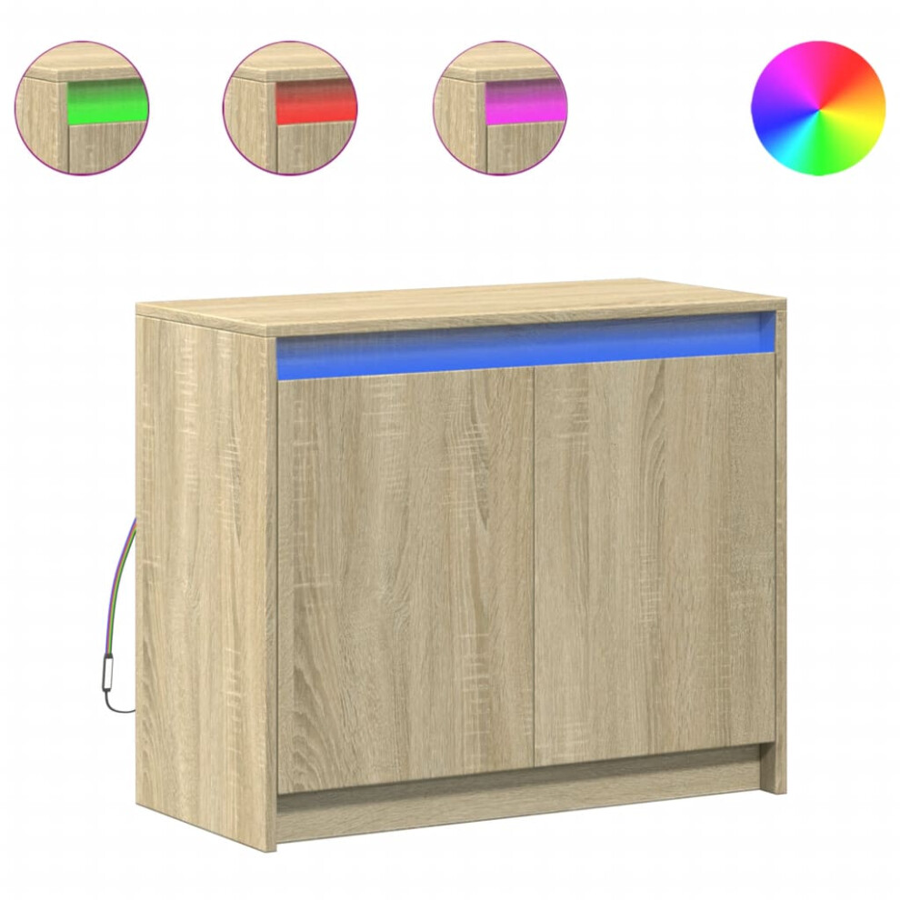 Vidaxl (Sonoma Oak) Sideboard With Led Storage Cupboard Highboard Cabinet Engineered Wood