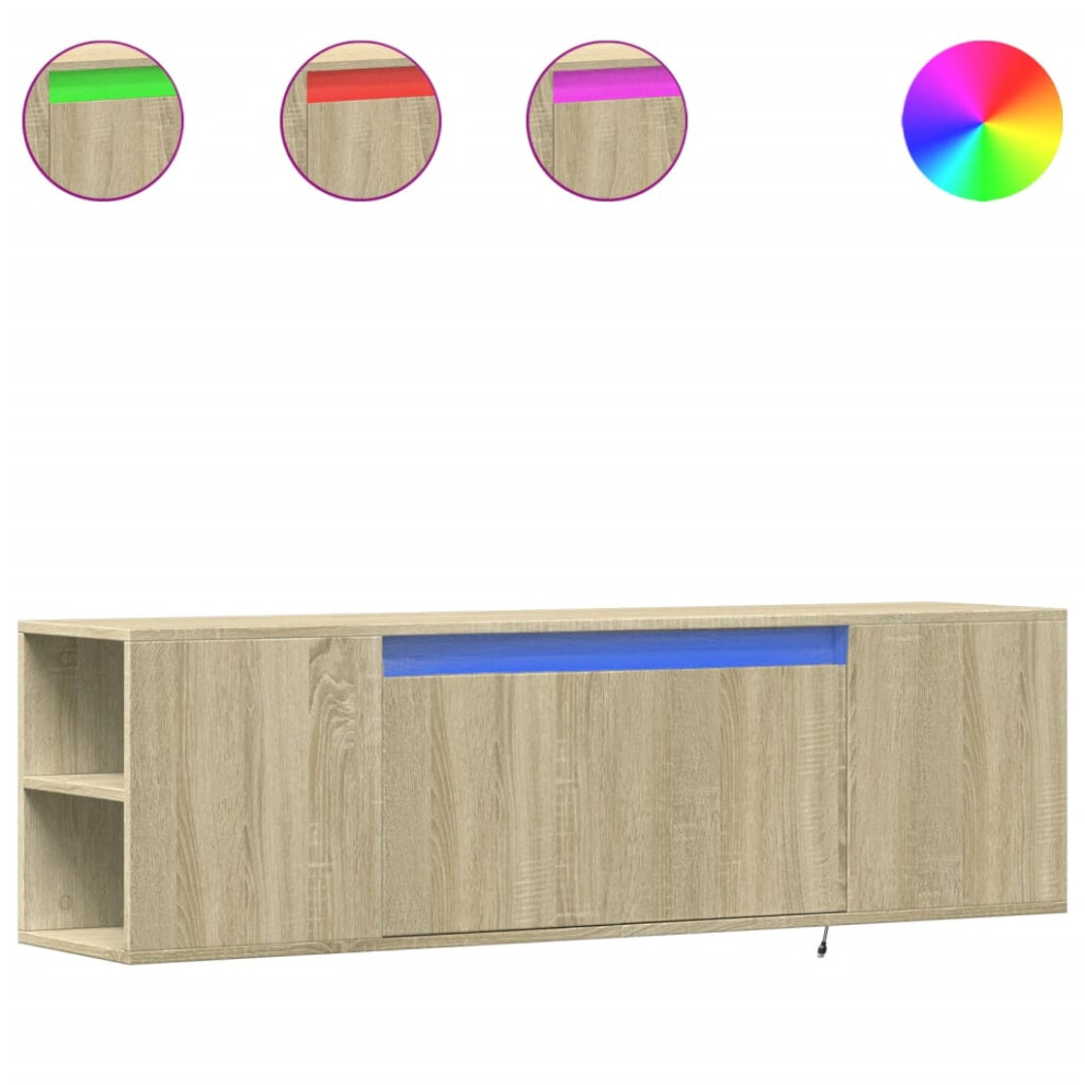 Vidaxl (Sonoma Oak, 135 X 31 X 39.5 Cm) Tv Wall Cabinet With Led Lights Tv Stand Floating Cabinet Tv Wall Unit Brown