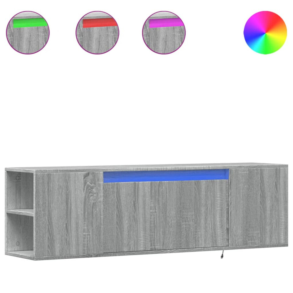 Vidaxl ( Sonoma, 135 X 31 X 39.5 Cm) Tv Wall Cabinet With Led Lights Tv Stand Floating Cabinet Tv Wall Unit Grey