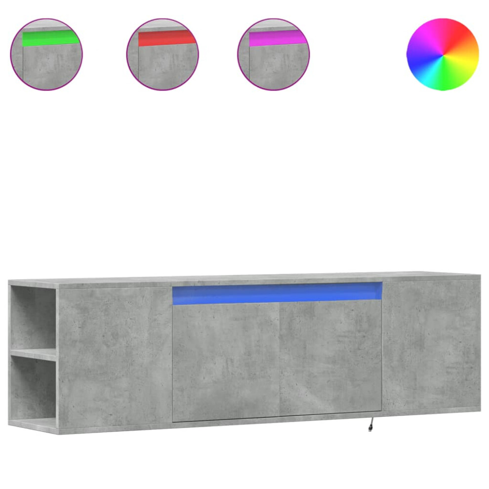Vidaxl (Concrete Grey, 135 X 31 X 39.5 Cm) Tv Wall Cabinet With Led Lights Tv Stand Floating Cabinet Tv Wall Unit