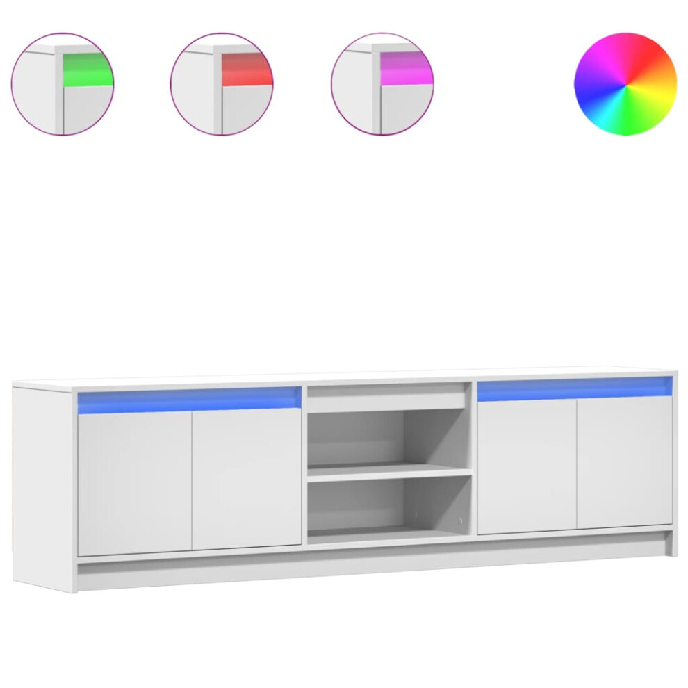 Vidaxl (White, 180 X 34 X 50 Cm) Tv Cabinet With Led Tv Stand Tv Unit Media Cabinet Engineered Wood