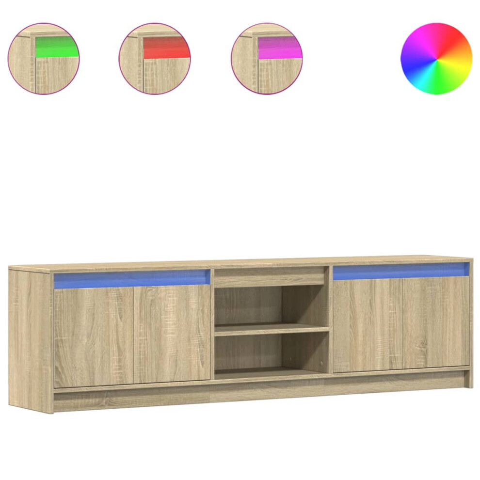 Vidaxl (Sonoma Oak, 180 X 34 X 50 Cm) Tv Cabinet With Led Tv Stand Tv Unit Media Cabinet Engineered Wood