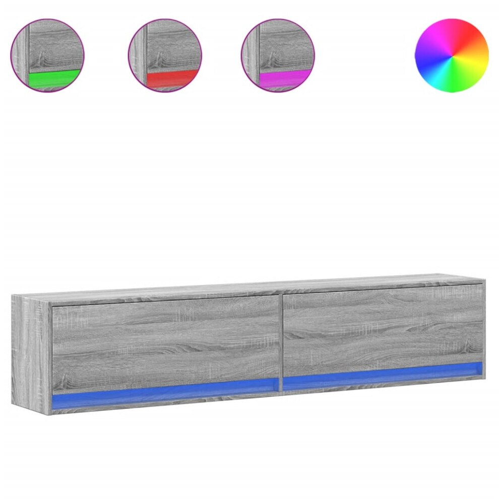 Vidaxl ( Sonoma, 180 X 31 X 38 Cm) Tv Wall Cabinet With Led Floating Tv Wall Unit Floating Tv Cabinet Grey