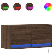 (brown oak, 80 x 31 x 38 cm) vidaXL TV Wall Cabinet with LED Floating TV Wall Unit Floating TV Cabinet