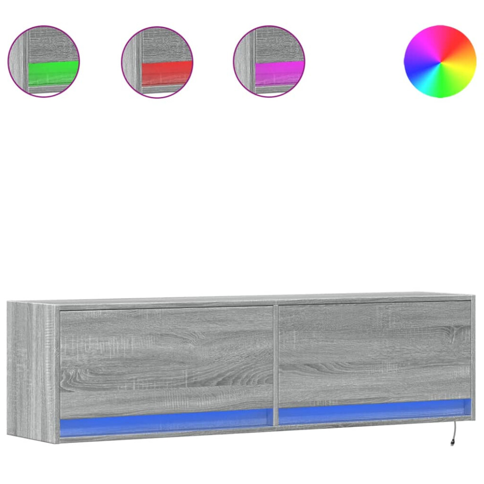 Vidaxl ( Sonoma, 140 X 31 X 38 Cm) Tv Wall Cabinet With Led Floating Tv Wall Unit Floating Tv Cabinet Grey