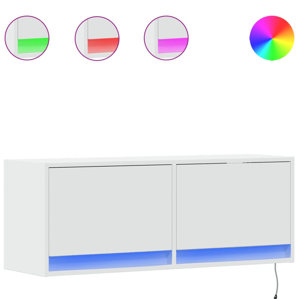 Vidaxl (White, 100 X 31 X 38 Cm) Tv Wall Cabinet With Led Floating Tv Wall Unit Floating Tv Cabinet