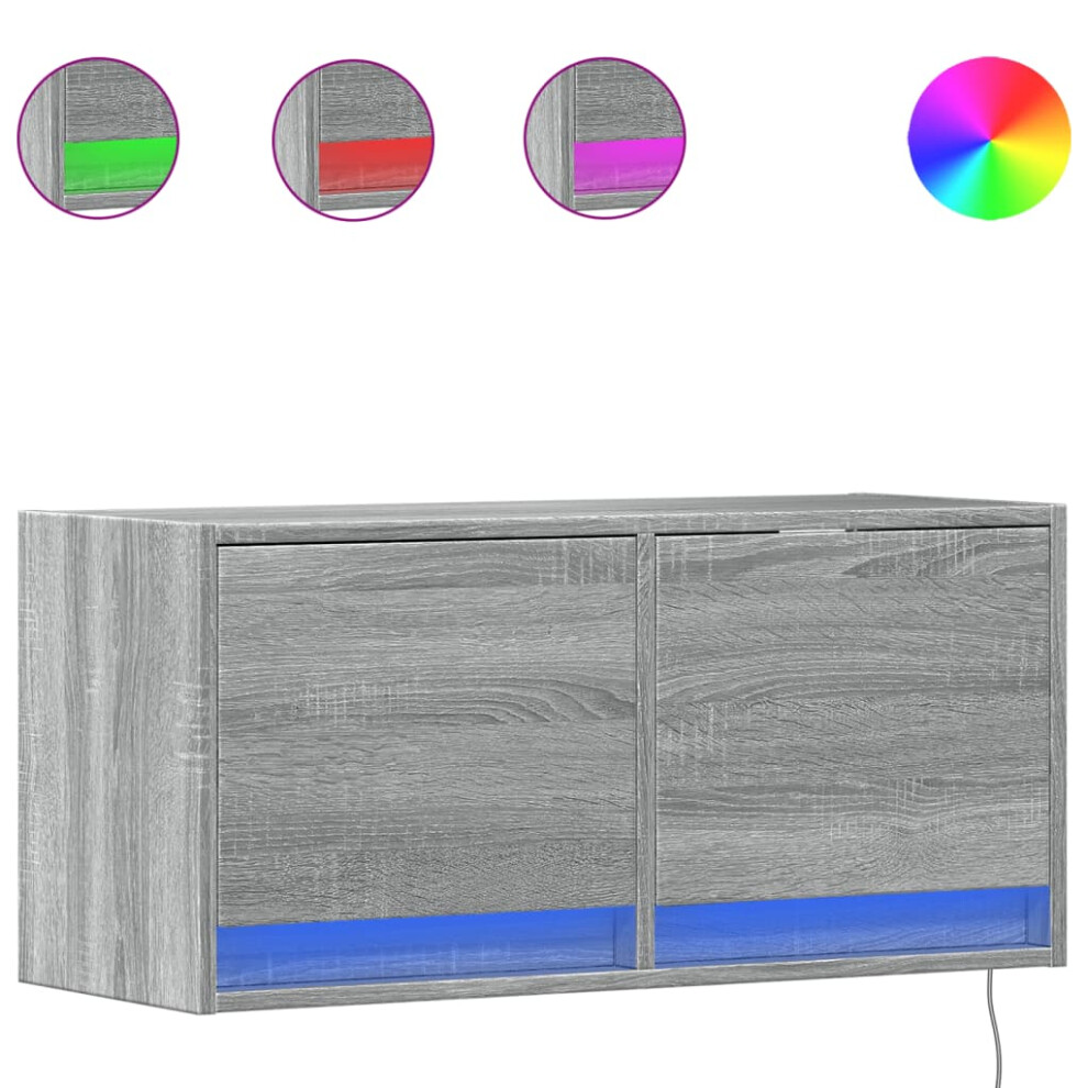 Vidaxl ( Sonoma, 80 X 31 X 38 Cm) Tv Wall Cabinet With Led Floating Tv Wall Unit Floating Tv Cabinet Grey