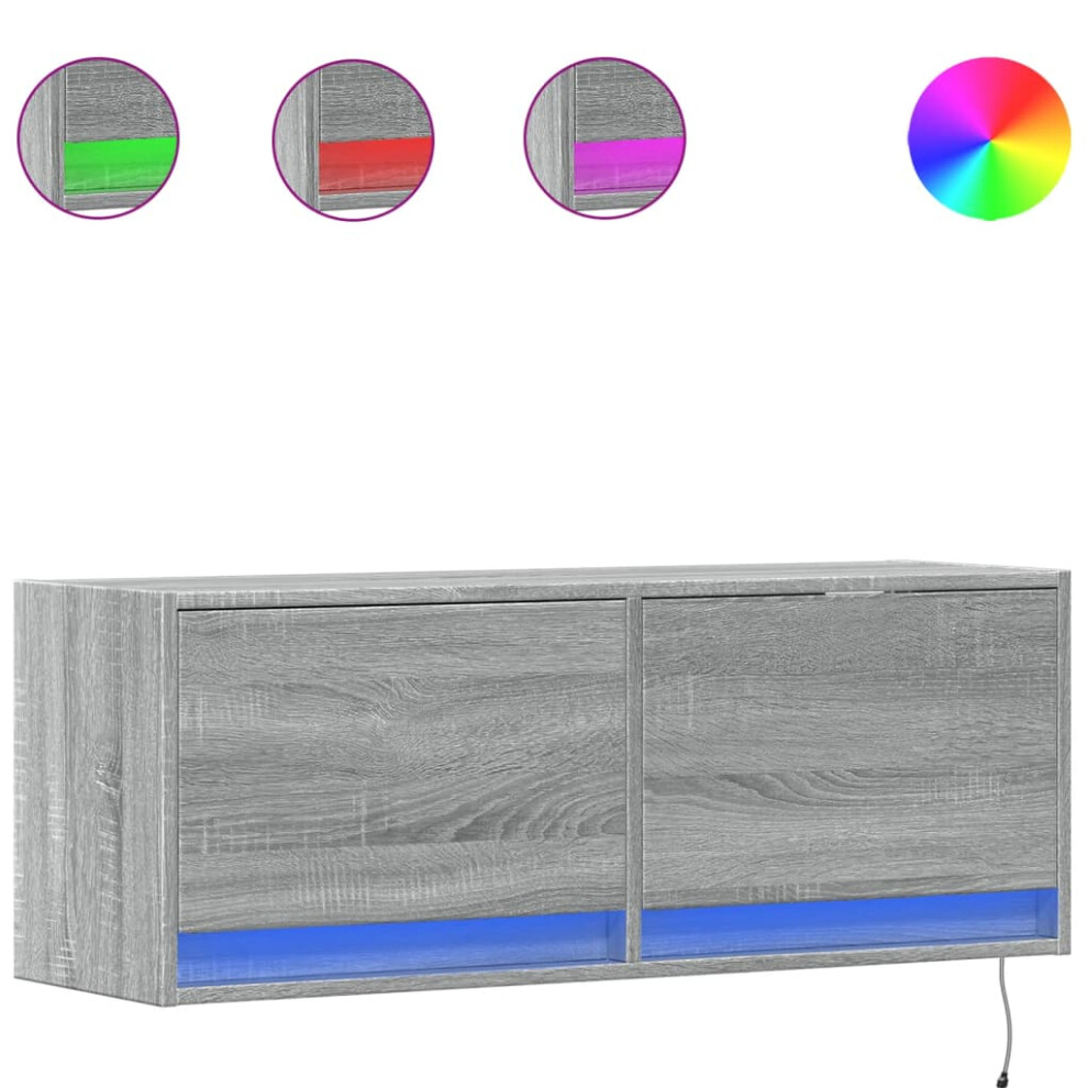 Vidaxl ( Sonoma, 100 X 31 X 38 Cm) Tv Wall Cabinet With Led Floating Tv Wall Unit Floating Tv Cabinet Grey