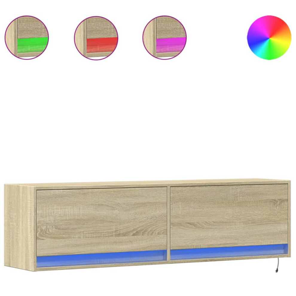 Vidaxl (Sonoma Oak, 140 X 31 X 38 Cm) Tv Wall Cabinet With Led Floating Tv Wall Unit Floating Tv Cabinet