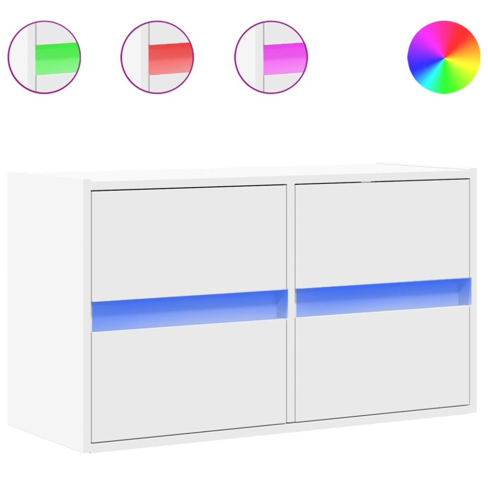 Vidaxl (White, 80 X 31 X 45 Cm/ 1 Pcs) Tv Wall Cabinet With Led Lights Tv Unit Wall Mounted Cabinet
