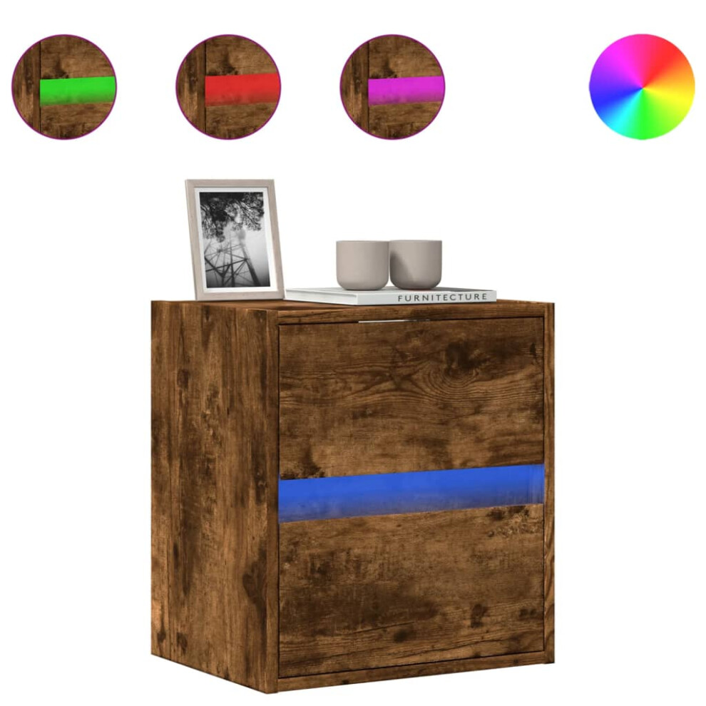 Vidaxl (Smoked Oak, 41 X 31 X 45 Cm/ 1 Pcs) Tv Wall Cabinet With Led Lights Tv Unit Wall Mounted Cabinet