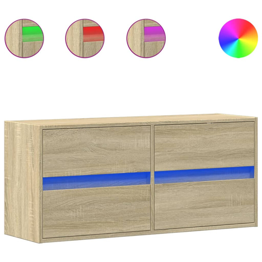 Vidaxl (Sonoma Oak, 100 X 31 X 45 Cm/ 1 Pcs) Tv Wall Cabinet With Led Lights Tv Unit Wall Mounted Cabinet