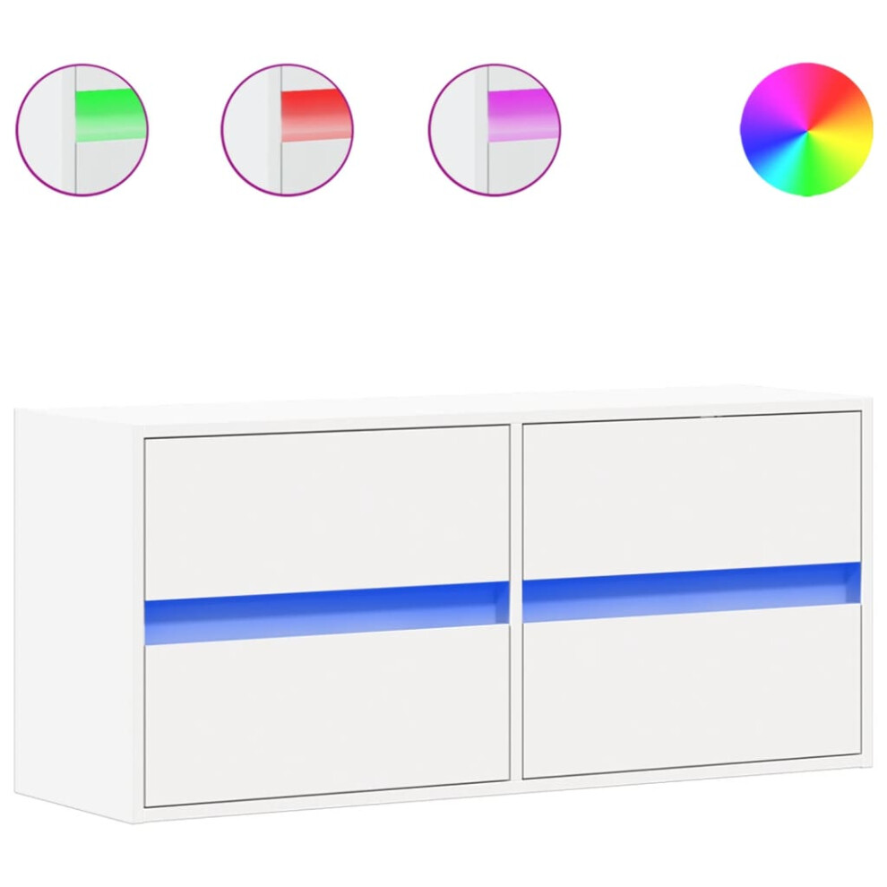 Vidaxl (White, 100 X 31 X 45 Cm/ 1 Pcs) Tv Wall Cabinet With Led Lights Tv Unit Wall Mounted Cabinet