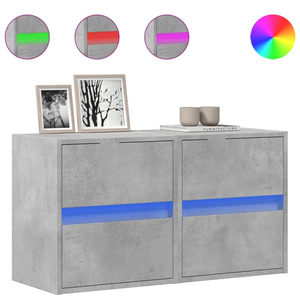 (concrete grey, 41 x 31 x 45 cm/ 2 pcs) vidaXL TV Wall Cabinet with LED Lights TV Unit Wall Mounted Cabinet