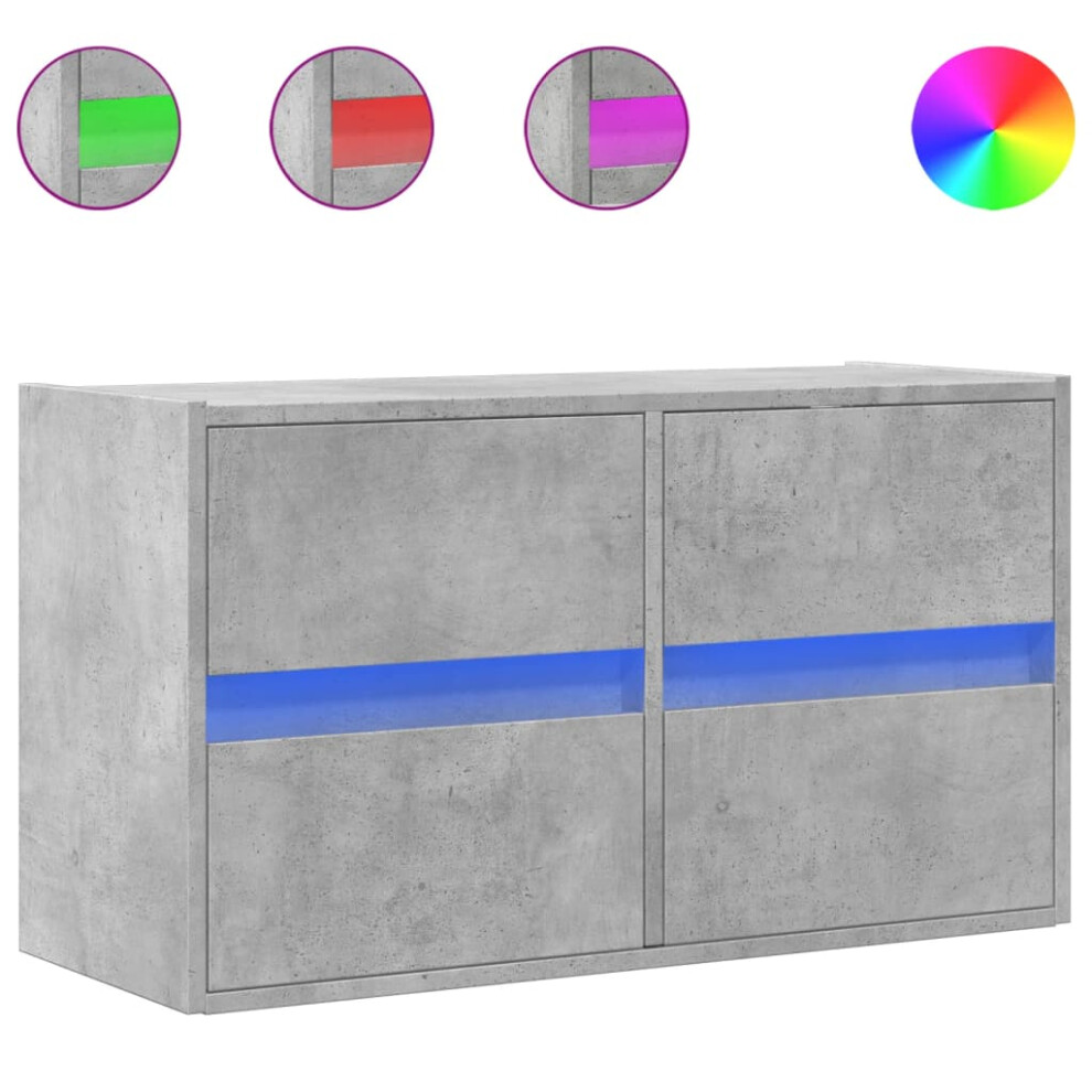 Vidaxl (Concrete Grey, 80 X 31 X 45 Cm/ 1 Pcs) Tv Wall Cabinet With Led Lights Tv Unit Wall Mounted Cabinet