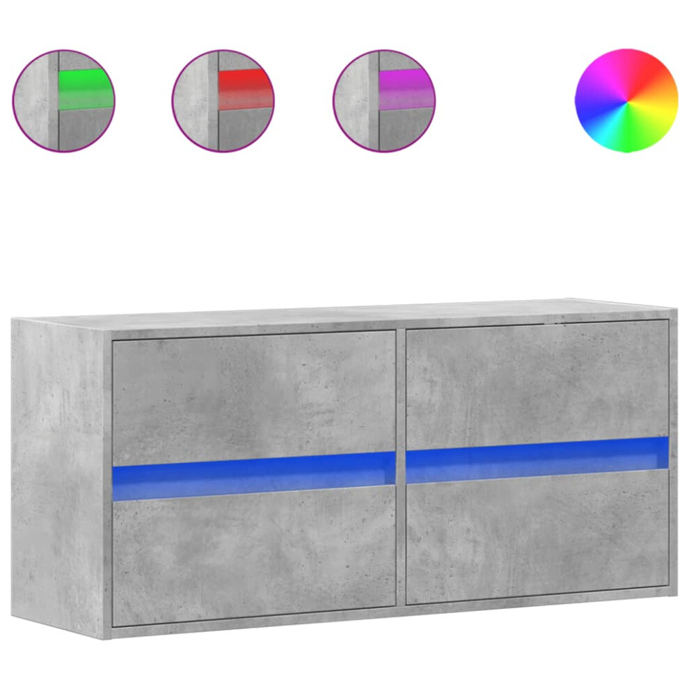 Vidaxl (Concrete Grey, 100 X 31 X 45 Cm/ 1 Pcs) Tv Wall Cabinet With Led Lights Tv Unit Wall Mounted Cabinet