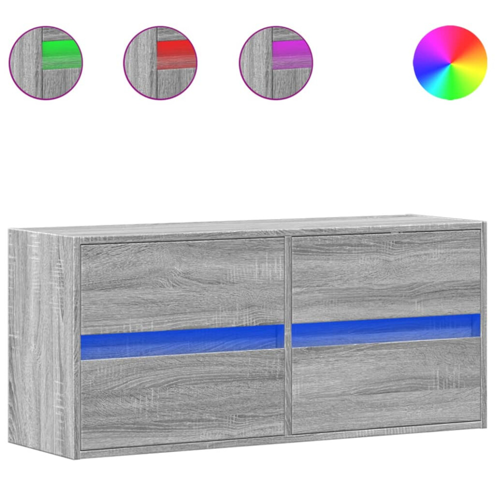 Vidaxl (Grey Sonoma, 100 X 31 X 45 Cm/ 1 Pcs) Tv Wall Cabinet With Led Lights Tv Unit Wall Mounted Cabinet