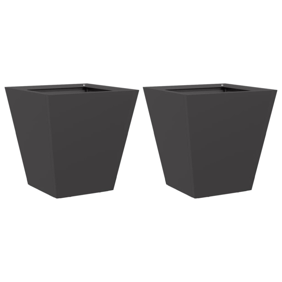 Vidaxl (Black, 30 X 30 X 30 Cm/ 2 Pcs) Garden Planters Outdoor Flower Pot Patio Raised Bed Planter Box Steel