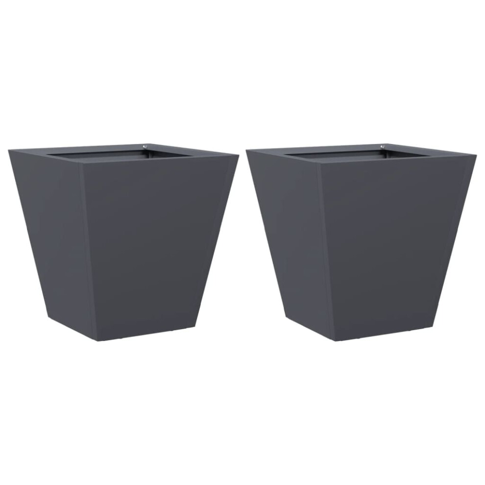 (anthracite, 30 x 30 x 30 cm/ 2 pcs) vidaXL Garden Planters Outdoor Flower Pot Patio Raised Bed Planter Box Steel