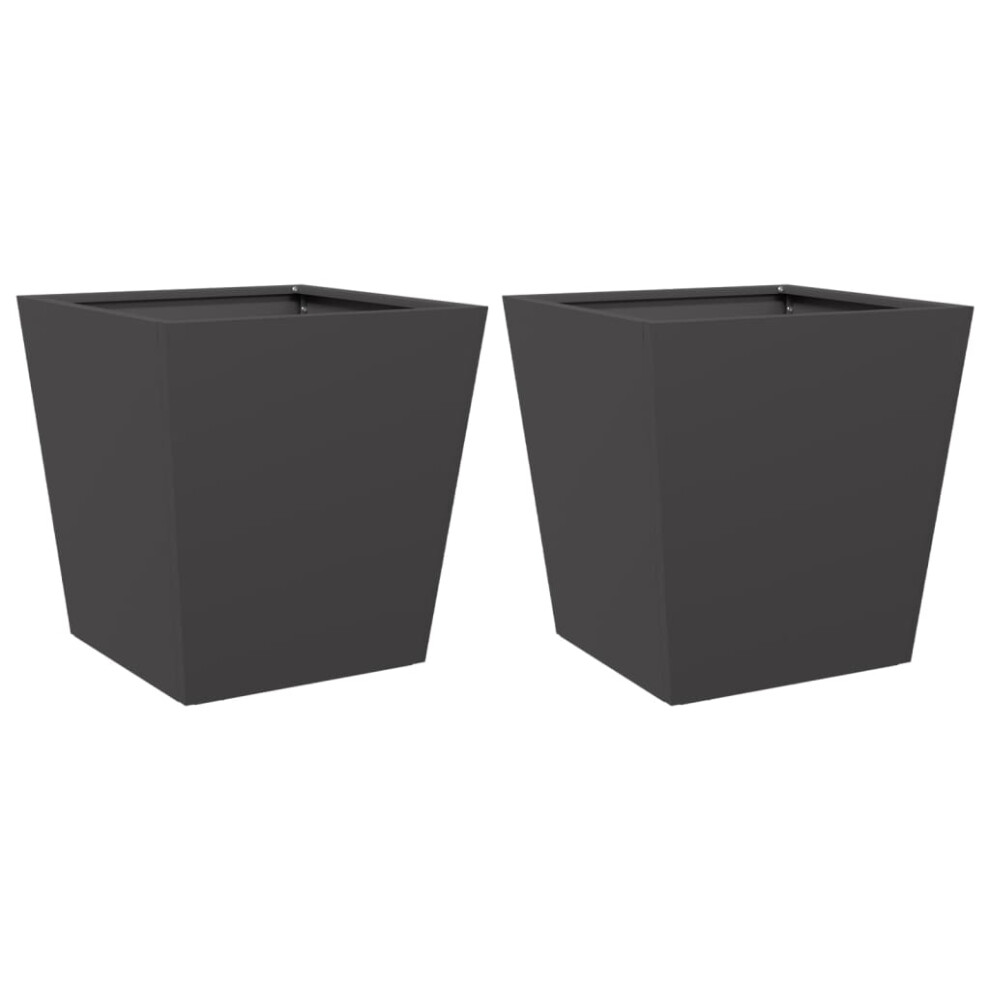 (black, 40 x 40 x 40 cm/ 2 pcs) vidaXL Garden Planters Outdoor Flower Pot Patio Raised Bed Planter Box Steel