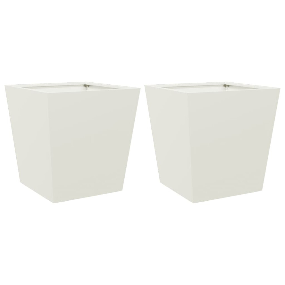 (white, 40 x 40 x 40 cm/ 2 pcs) vidaXL Garden Planters Outdoor Flower Pot Patio Raised Bed Planter Box Steel