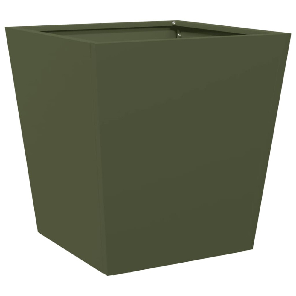 (olive green, 40 x 40 x 40 cm/ 1 pcs) vidaXL Garden Planters Outdoor Flower Pot Patio Raised Bed Planter Box Steel