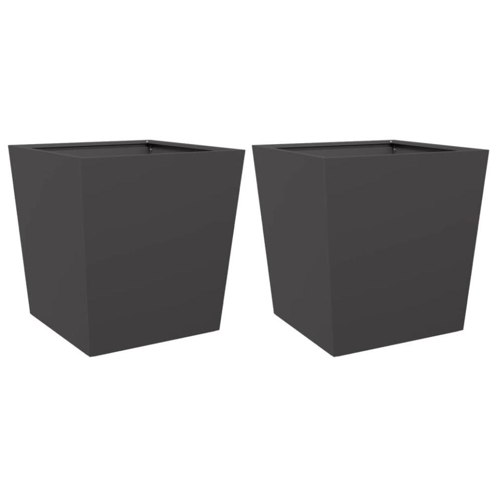 (black, 50 x 50 x 50 cm/ 2 pcs) vidaXL Garden Planters Outdoor Flower Pot Patio Raised Bed Planter Box Steel