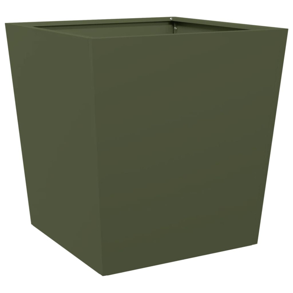 (olive green, 50 x 50 x 50 cm/ 1 pcs) vidaXL Garden Planters Outdoor Flower Pot Patio Raised Bed Planter Box Steel