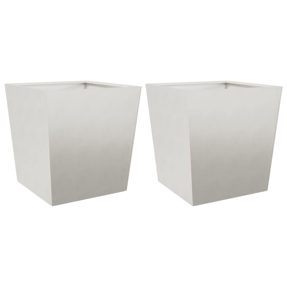 Vidaxl (Light Grey, 50 X 50 X 50 Cm/ 2 Pcs) Garden Planters Outdoor Flower Pot Patio Raised Bed Planter Box Steel