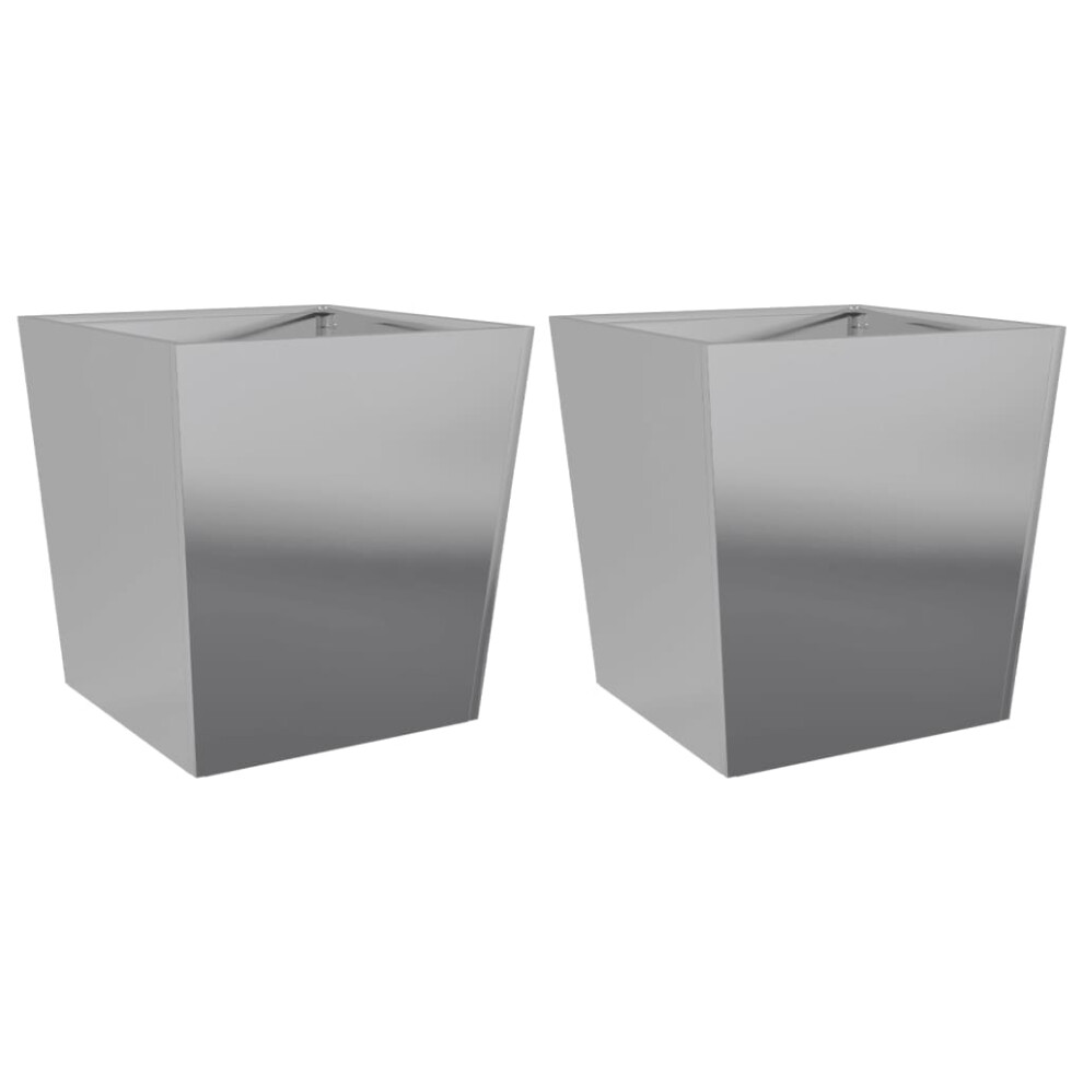 (grey, 50 x 50 x 50 cm/ 2 pcs) vidaXL Garden Planters Outdoor Flower Pot Patio Raised Bed Planter Box Steel