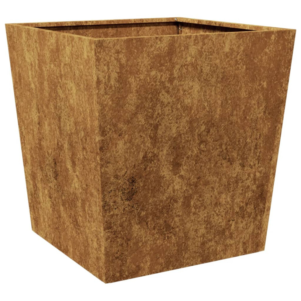 Vidaxl (Brown, 50 X 50 X 50 Cm/ 1 Pcs) Garden Planters Outdoor Flower Pot Patio Raised Bed Planter Box Steel