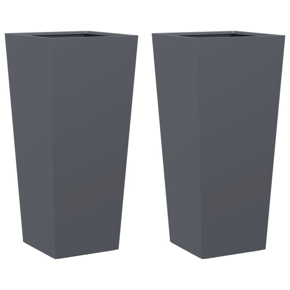 (anthracite, 35 x 35 x 75 cm/ 2 pcs) vidaXL Garden Planters Outdoor Flower Pot Patio Raised Bed Planter Box Steel